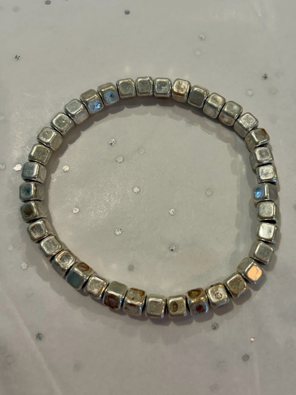 NWOT Neutral Wood Bead Stretch Bracelet Set with Silver Accents-4 - Picture 3 of 6